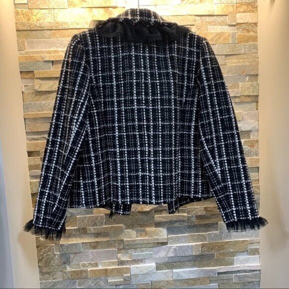 Halogen x Atlantic-Pacific Tulle Ruffle Plaid Jacket - Picture 3 of 6